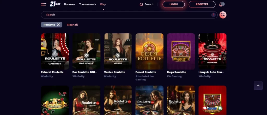 Live Roulette at 21bit Casino