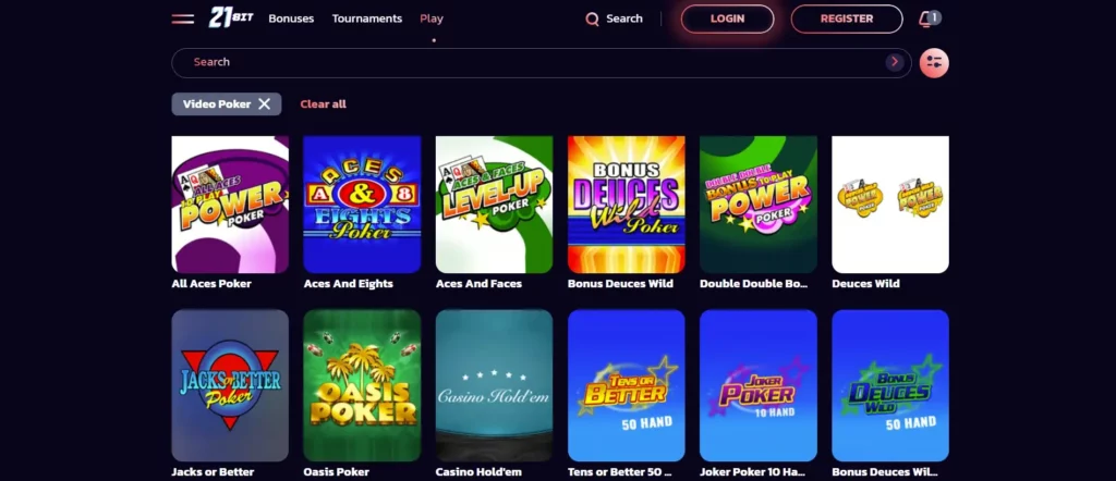 Live Poker at 21bit Casino
